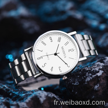 Montres en quartz en acier inoxydable décontracté pour hommes